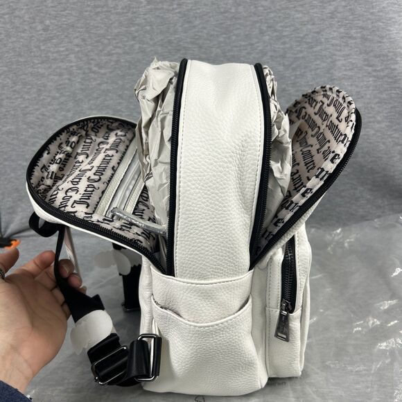 New Juicy Couture All Nighter White Charm Logo Backpack Travel Purse - Picture 6 of 13